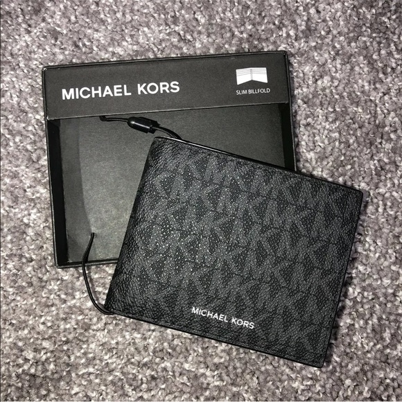 Michael Kors Andy Slim Billfold Bi Fold Card Leather Mens Card Wallet Black - Picture 2 of 7